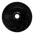 R1 86-92 Jeep Wagoneer Front Left Drilled & Slotted Black Brake Rotor