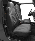 Seat Cover Set Front High-back Seat Black Denim Jeep 80-83 CJ5 76-86 CJ7 87-91 Wrangler; Sold as pair; Fit factory seats