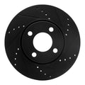 R1 90-98 Audi Cabriolet Front Right Drilled & Slotted Black Brake Rotor