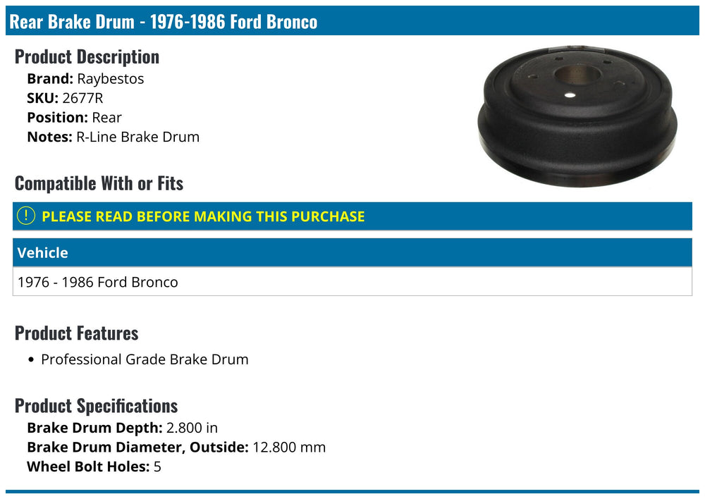 Front Pads Shoes Rotors Drums: Brake Drum