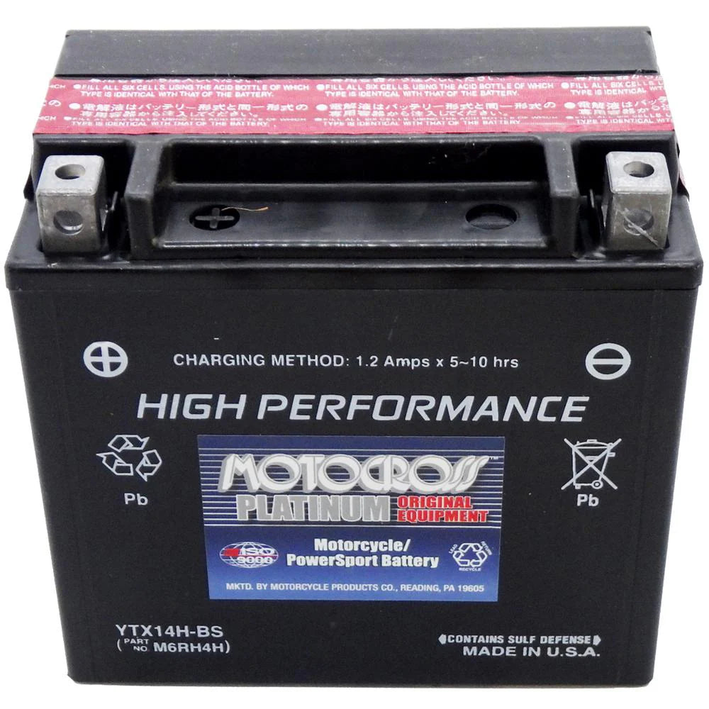 HIGH PERFORMANCE 12 V AGM BATTERY YTX14HBS (W/ BOTTLE OF ACID) MADE IN THE USA