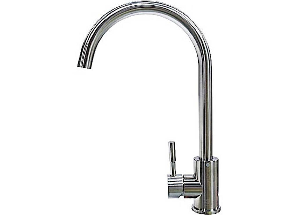 STAINLESS STEEL CURVED GOOSENECK FAUCET; SINGLE HOLE (RETAIL BOX)