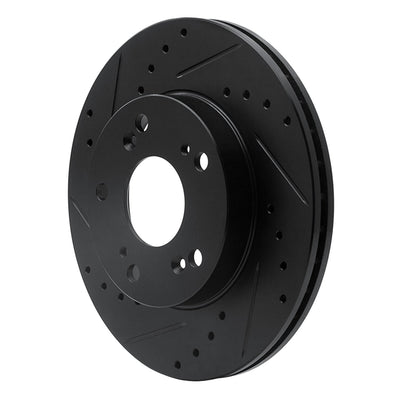 R1 02-15 Acura RSX Front Left Drilled & Slotted Black Brake Rotor