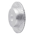 R1 09-20 Nissan 370Z Rear Right Drilled & Slotted Silver Brake Rotor