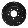 R1 98-15 Ford Fusion Rear Right Drilled & Slotted Black Brake Rotor