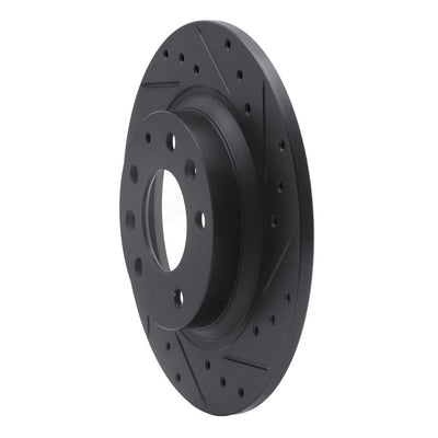 R1 98-15 Ford Fusion Rear Right Drilled & Slotted Black Brake Rotor