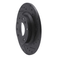 R1 98-15 Ford Fusion Rear Right Drilled & Slotted Black Brake Rotor