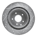 R1 09-20 Nissan 370Z Rear Left Drilled & Slotted Silver Brake Rotor