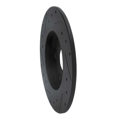 R1 08-18 Pontiac Vibe Rear Right Drilled & Slotted Black Brake Rotor