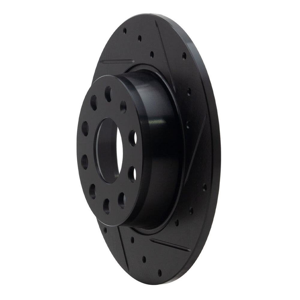 R1 05-25 Audi A3 Sportback E-Tron Rear Right Drilled & Slotted Black Brake Rotor