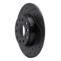 R1 05-25 Audi A3 (Mexico) Rear Left Drilled & Slotted Black Brake Rotor