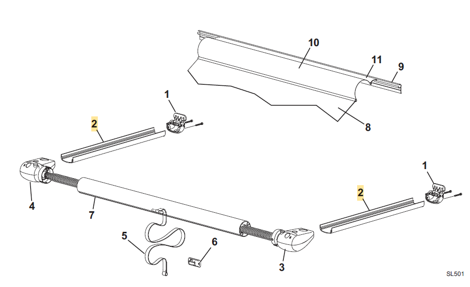 SL WINDOW AWNING HRDW SAT