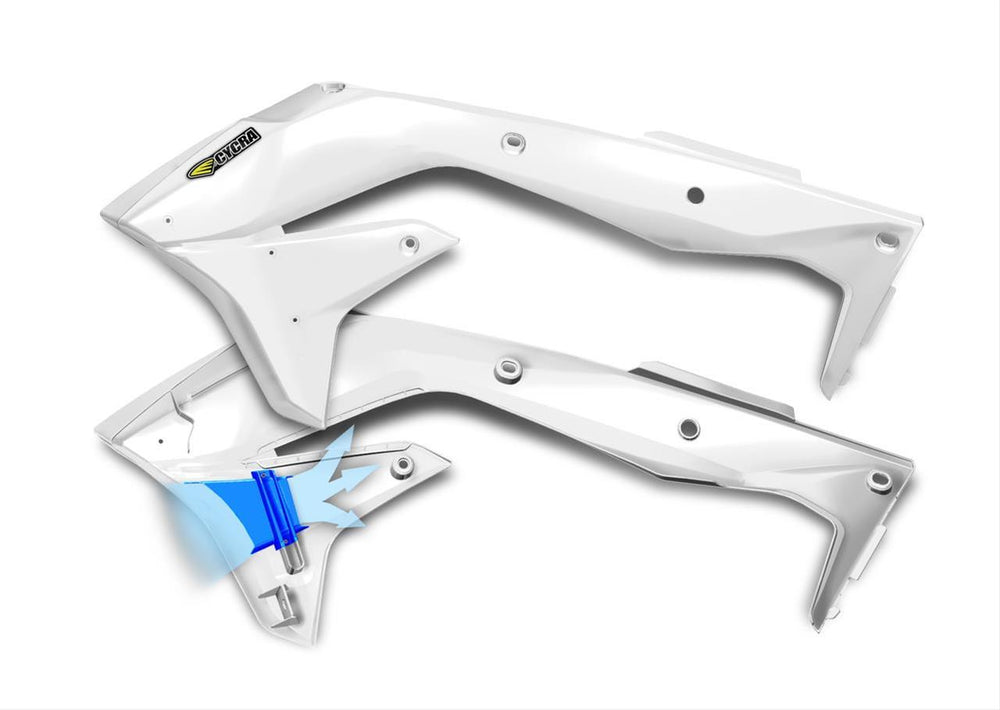 Cycra 17-20 Kawasaki KX250F Powerflow Radiator Shrouds - White