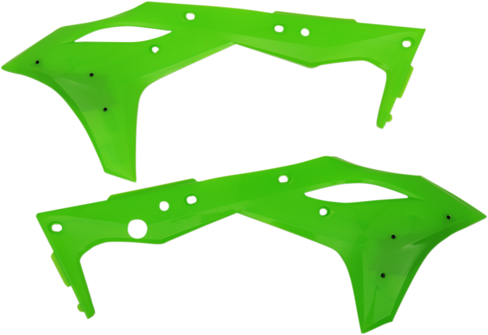 Cycra Kawasaki Powerflow Radiator Shrouds - Flo. Green