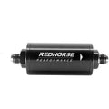 6 IN CYLINDRICAL INLINE RACE FUEL FILTER W/ 100 MICRON S.S. ELEMENT08 ANBLACK