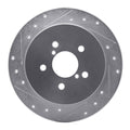 R1 05-09 Subaru Outback Rear Left Drilled & Slotted Silver Brake Rotor