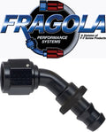 Fragola -16AN Push-Lite End 45 Degree - Black