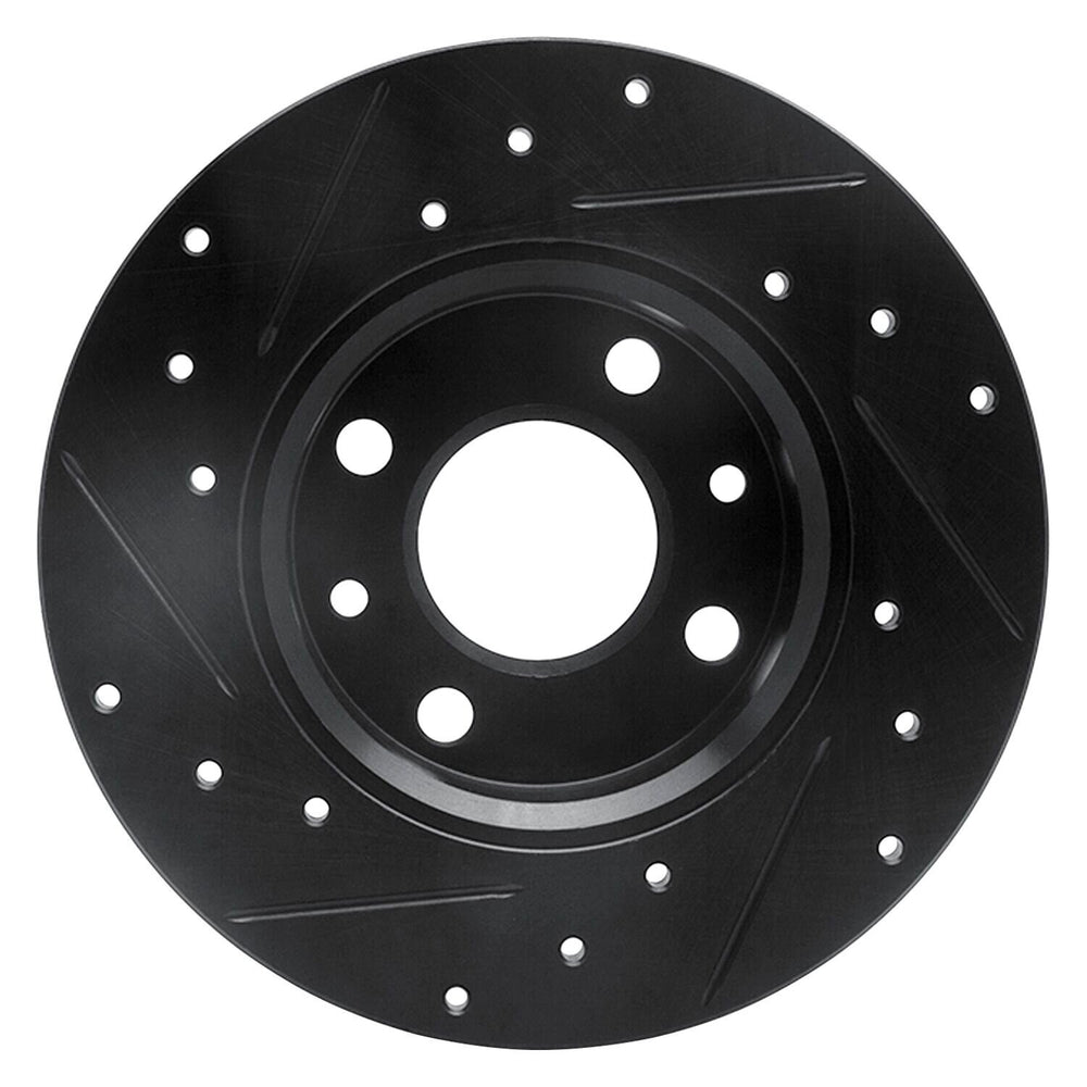R1 2009-2019 Fiat 500 (USA/Canada) Rear Right Drilled & Slotted Black Brake Rotor