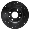 R1 2009-2019 Fiat 500 (USA/Canada) Rear Right Drilled & Slotted Black Brake Rotor