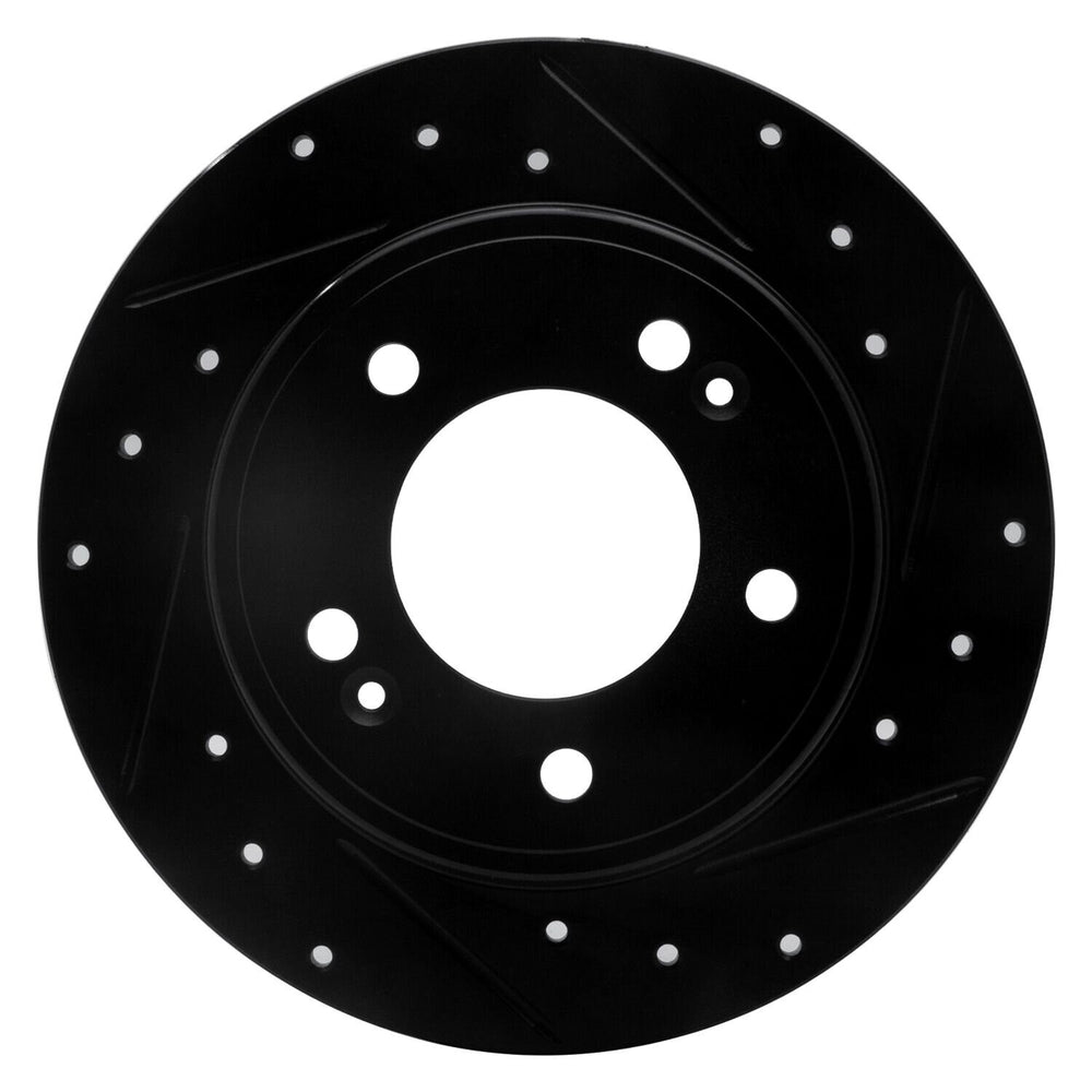 R1 11-25 Hyundai Elantra Coupe Rear Right Drilled & Slotted Black Brake Rotor