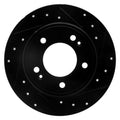 R1 11-25 Hyundai Elantra Coupe Rear Right Drilled & Slotted Black Brake Rotor