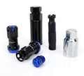 NRG M12X1.5 Steel Lug Nut w/ Blue Al Tip /Dust Cap Cover Set 22 Pcs Black/ Blue w/Locks/ Socket