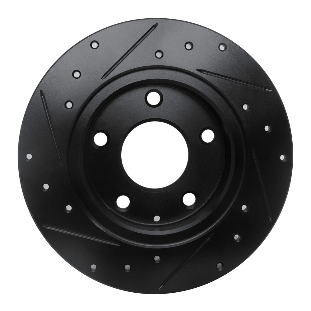 R1 14-16 Mazda 3 Sport Rear Right Drilled & Slotted Black Brake Rotor