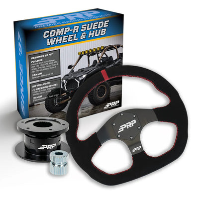 PRP Suede D-Shape Steering Wheel Kit Red with Quick Release Hub for Polaris RZR Can Am X3 Arctic Cat Wildcat EZ-GO GEM John Deere Gator KG253-02