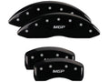 SET OF 4 CALIPER COVERS ENGRAVED FRONT/REAR MGP SILVER CHARACTERS BLACK POWDER