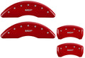 Set Of 4 Caliper Covers Engraved Front And Rear MGP Red Finish Silver Characters 2015-2023 Ford Mustang 19 inches