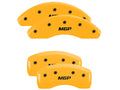 Set Of 4 Caliper Covers Engraved Front And Rear MGP Yellow Finish Black Characters 2013-2016 Hyundai Santa 18 Inch Wheel MGP Caliper Covers