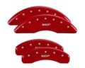SET OF 4 CALIPER COVERS ENGRAVED FRONT/REAR MGP SILVER CHARACTERS RED POWDER C