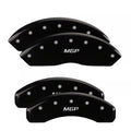 Set Of 4 Caliper Covers Engraved Front And Rear MGP Black Finish Silver Characters 2016-2024 Chevrolet Camaro 18 inches