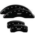 SET OF 4 CALIPER COVERS ENGRAVED FRONT/REAR MGP SILVER CHARACTERS BLACK POWDER