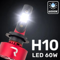 ~(2 lbs. 7X5X4)~ H10 9140 9145 12V (6000 KELVIN) 60-WATT ULTRA HIGH-POWER (SINGLE BEAM) LED HEADLIGHT BULBS