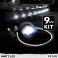 ~(1 lbs. 16X10X2)~ Universal White LED Front Lower Air Dam Light Kit with Clear Lens and Chrome Bezel - 9pc Sequentially Connected LED Ligh