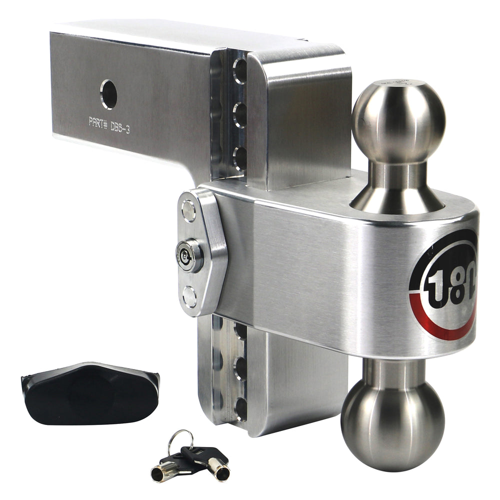 180 TURNOVER BALL 6 DROP HITCH W/ 2 SHANK STAINLESS STEEL 17/8 & 2 BALL W/W503