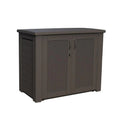 BRIDGEPORT STORAGE CABINET RATTAN DESIGN RESIN DECK BOX BLACK OAK