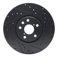 R1 06-20 Lexus IS350 Right Front Drilled & Slotted Black Brake Rotor