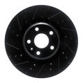 R1 12-15 Audi TTS Quattro Front Left Drilled & Slotted Black Brake Rotor
