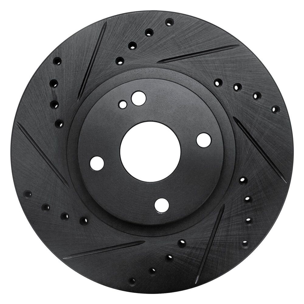 R1 17-19 Jaguar XE Front Left Drilled & Slotted Black Brake Rotor