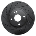 R1 17-19 Jaguar XE Front Left Drilled & Slotted Black Brake Rotor