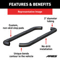 21C BRONCO 4DR 3IN ROUND STEEL SIDE BARS BLACK