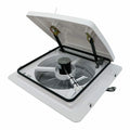 MAXXFAN PLUS ROOF VENT W/ 12V FAN AND THERMOSTAT MANUAL LIFT 4 SPEED WHITE