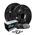 R1 05-16 Audi A3 Rear Drilled & Slotted Black Brake Rotor Set w/Euro Ceramic Pads and Hardware