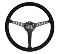 NRG Reinforced Stealth Wheel (380mm) 3 Spoke Center - 1in Deep Dish - Vegan Suede Red Stitch