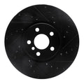 R1 15-19 Mini Cooper Countryman Front Right Drilled & Slotted Black Brake Rotor