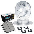 R1 13-18 Ford Transit Connect Rear Drill/Slot Silver Rotors w/Euro Ceramic Pads
