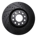 R1 00-03 Audi A8 Front Right Drilled & Slotted Black Brake Rotor