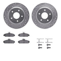 R1 84-87 Chevy Corvette Front Drill/Slot Silver Rotors w/Ceramic Pads